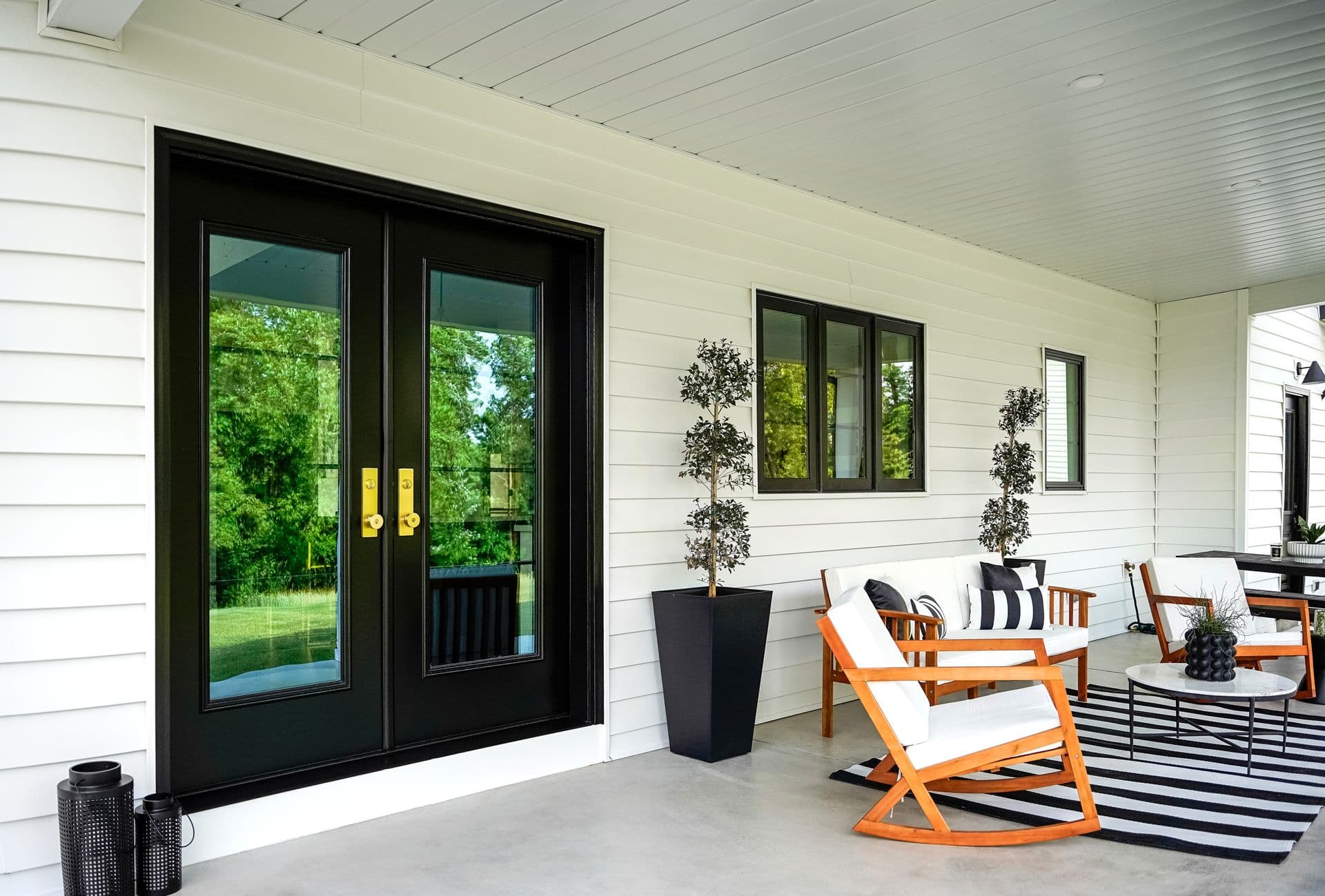 Black French Doors on Back Patio